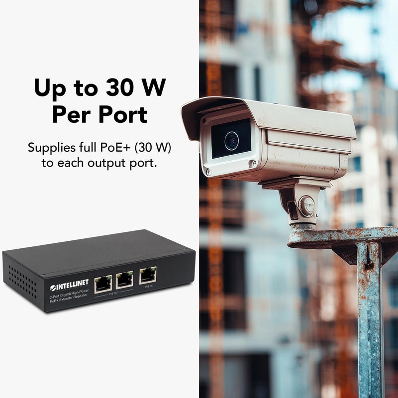 Intellinet 1-Port Indoor Gigabit PoE+ Extender Repeater â€“ 25W Power Budget via Cat5e Cat6 RJ45 Ethernet Network Cables, Daisy-Chain â€“ 3 Yr Mfg Warranty - 560962 - Image 5